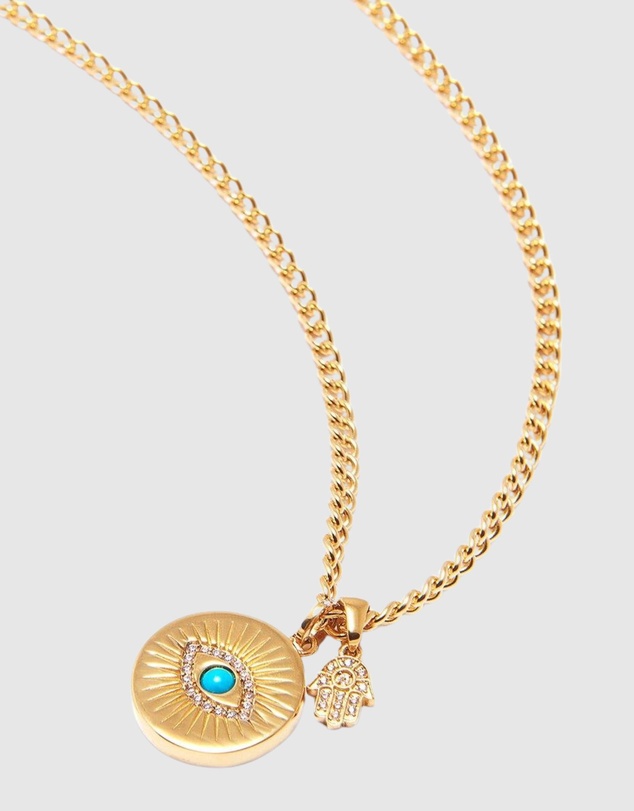 Nialaya Jewellery - Skyfall Evil Eye And Hamsa Hand Necklace