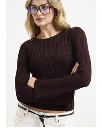 Subtitled - Holland Boat Neck Long Sleeve Knit Top