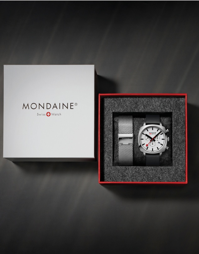 Mondaine - Official Swiss Railways Grand Cushion Vegan Grape Leather Watch Set