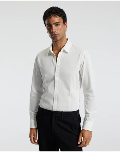 Calibre - Textured Knit Stretch Shirt Off White