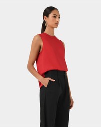 Forcast - Louisa Round Neck Satin Top