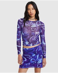 Neon Hart - Holly Printed Mesh Long Sleeve Top