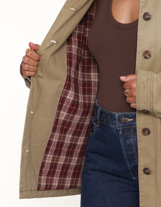 Petal & Pup - Elliot Contrast Collar Barn Jacket - Khaki