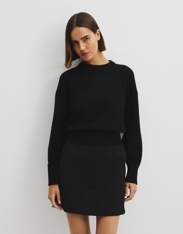 Country Road - Organically Grown Cotton Blend Crop Crew Neck Knit