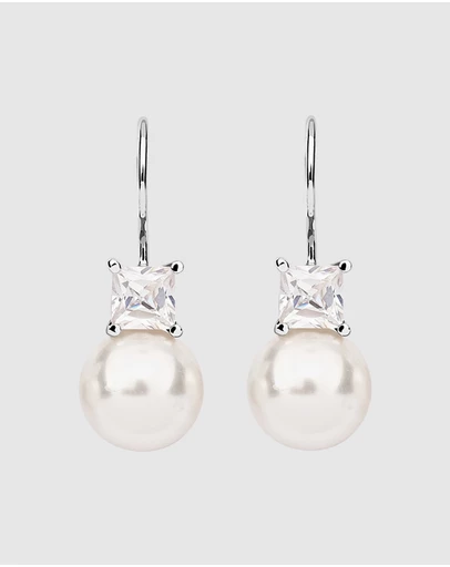 Elli Jewelry - Earrings Synthetic Pearl Zirconia 925 Sterling Silver