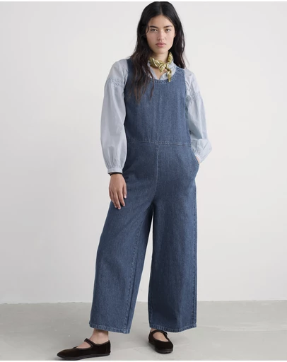 Seasalt - Seasalt Cornwall Blue Salt Air Wide Leg Jumpsuit