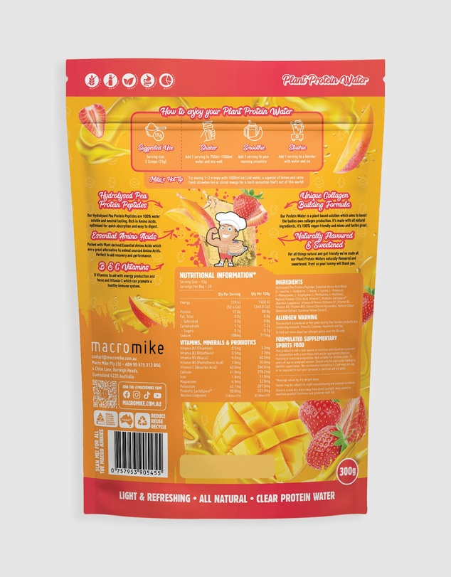 Macro Mike - Plant Protein Water Strawberry Mango