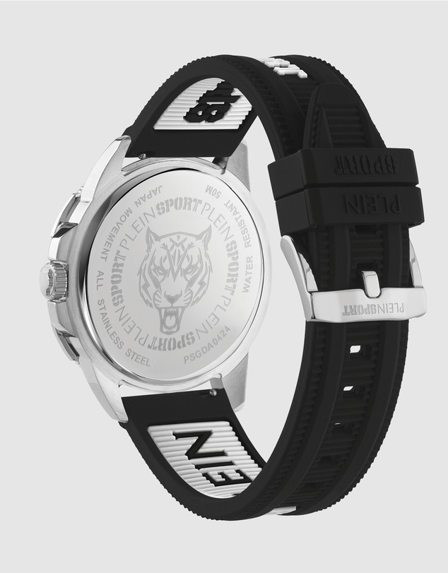 Plein Sport - Plein Rampage 44mm Black dial and Black White Silicone strap