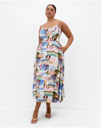 City Chic - Billie Placement Print Maxi Dress