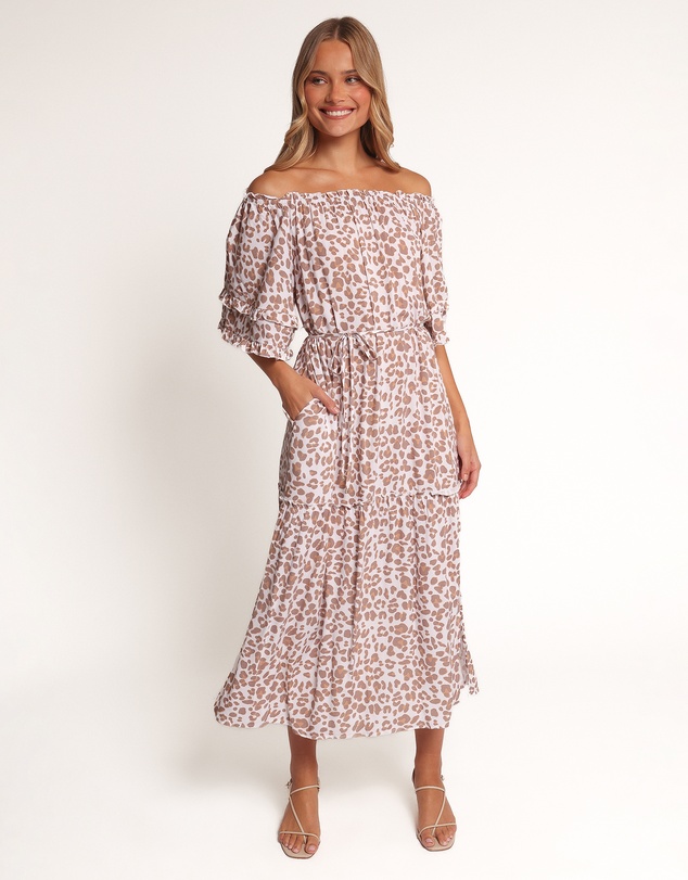 Petal & Pup - Rhody Off Shoulder Maxi Dress - White Leopard