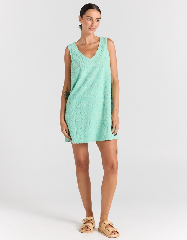 Poolside Paradiso - Mai Tai V Tunic Towelling Dress - Mint