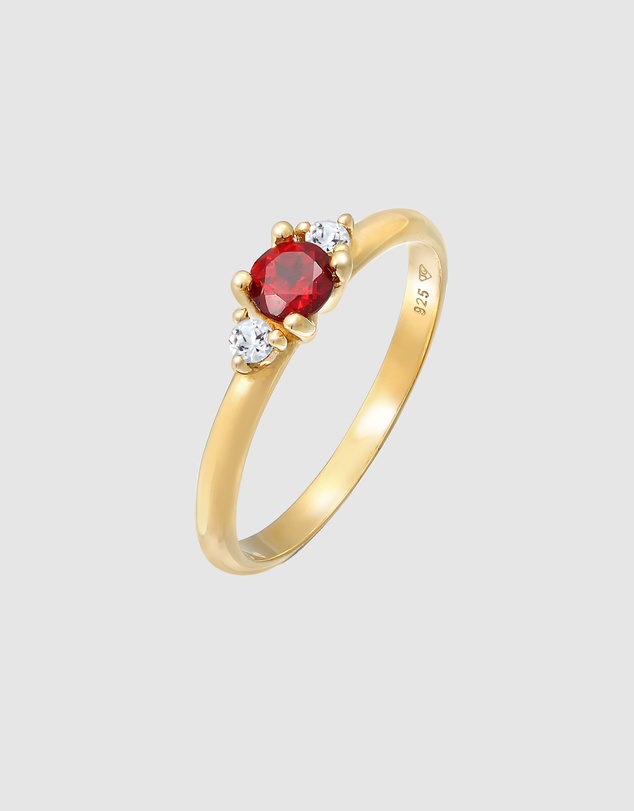 Elli Jewelry - Garnet Band Ring in Gold-Plated 925 Silver