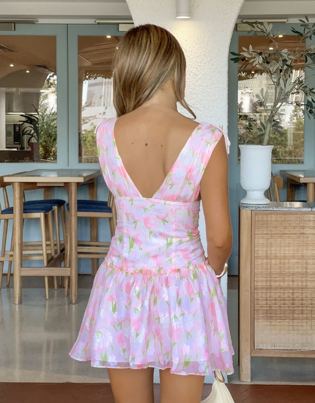 Beginning Boutique - Effie Pink Floral Mini Dress