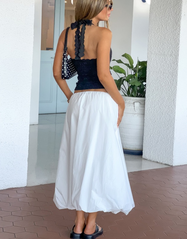 Beginning Boutique - Dorothy White Bubble Hem Skirt