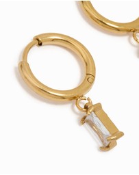 Lovisa - Waterproof Gold Plated Stainless Steel Baguette Diamante Huggie Earrings