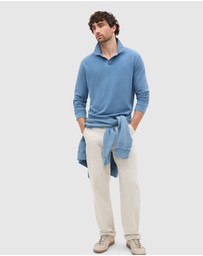 Seed Heritage - Indigo Long Sleeve Pique Polo