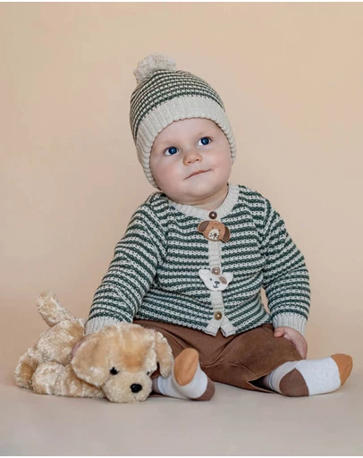 Bebe by Minihaha - Otto Stripe Organic Knitted Cardigan - Babies