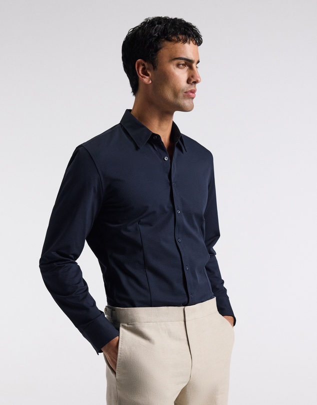 Calibre - Textured Knit Stretch Shirt Navy