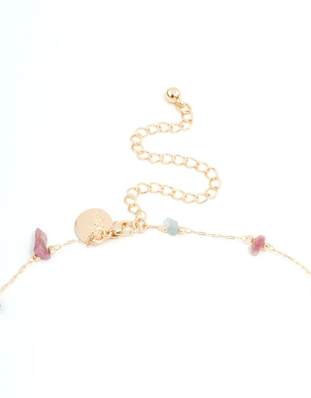 Lovisa - Gold Semiprecious Chip Chain Y-Necklace