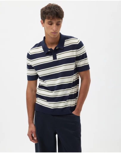 AERE - Cotton Stripe Knit Polo