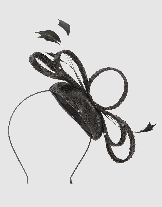 Max Alexander - Black Sparkly Racing Fascinator