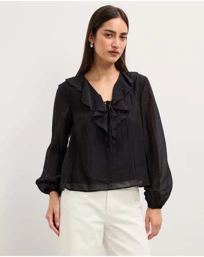 The Fated - Kyla Ruffled Neck Blouse