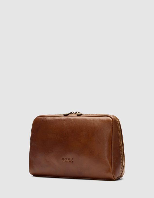 Republic of Florence - Primo Matt Brown Toiletry Bag