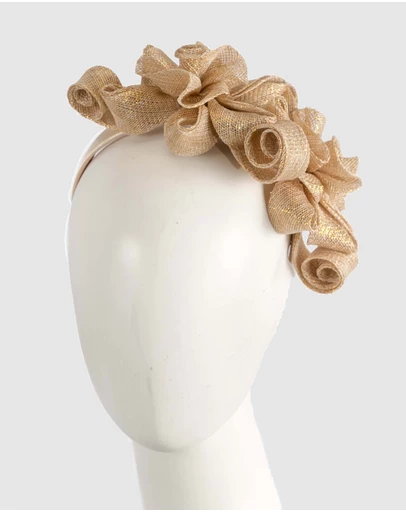 Max Alexander - Sinamay Curls Gold Fascinator
