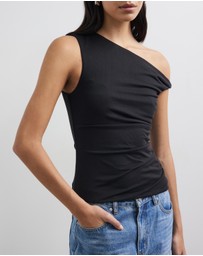 Minima Esenciales - Delphi Twist Off Shoulder Cupro Top