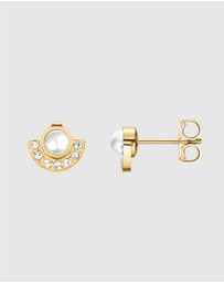 Rosefield - Modern Pearl Circle Gold-Tone Stud Earrings