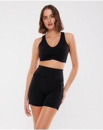 Upstate - Rouched V Neck Crop - Black