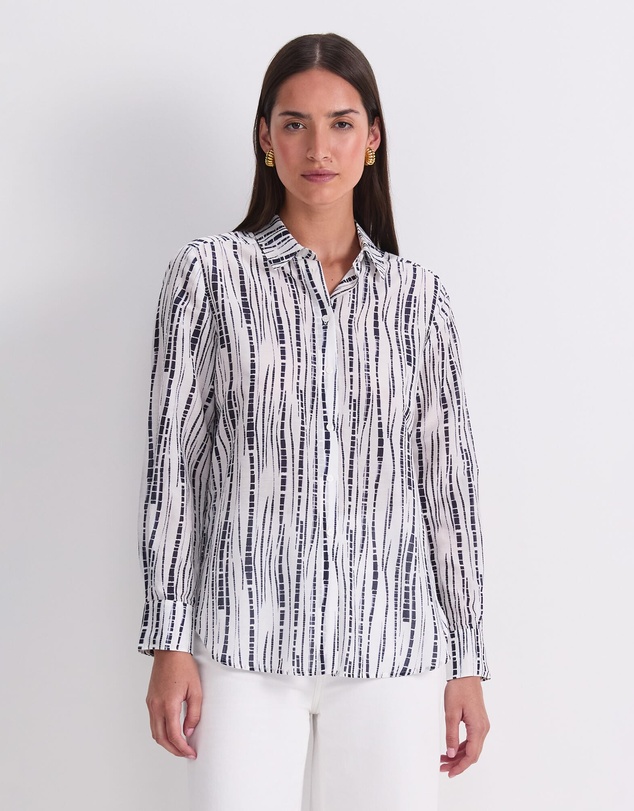 Sportscraft - Stripe Cotton Silk Long Sleeve Shirt