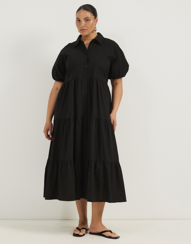 Atmos&Here Curvy - Alexis Tiered Button Through Midi Dress
