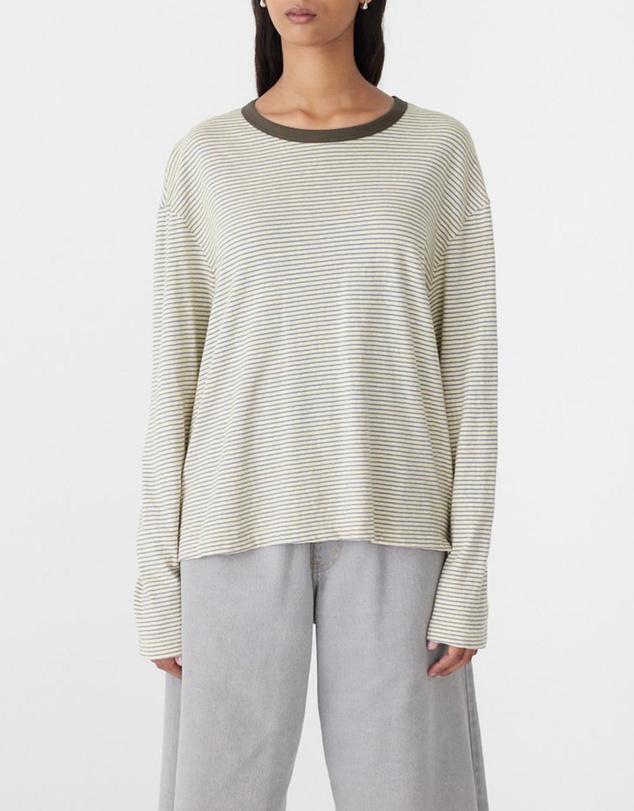 Bassike - Stripe Boyfriend Heritage LS T-Shirt