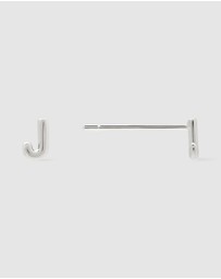 Wanderlust + Co - Alphabet Bubble Silver Stud Earrings - Letter J