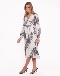 Petal & Pup - Grainne Long Sleeve Midi Dress - Black/White Floral