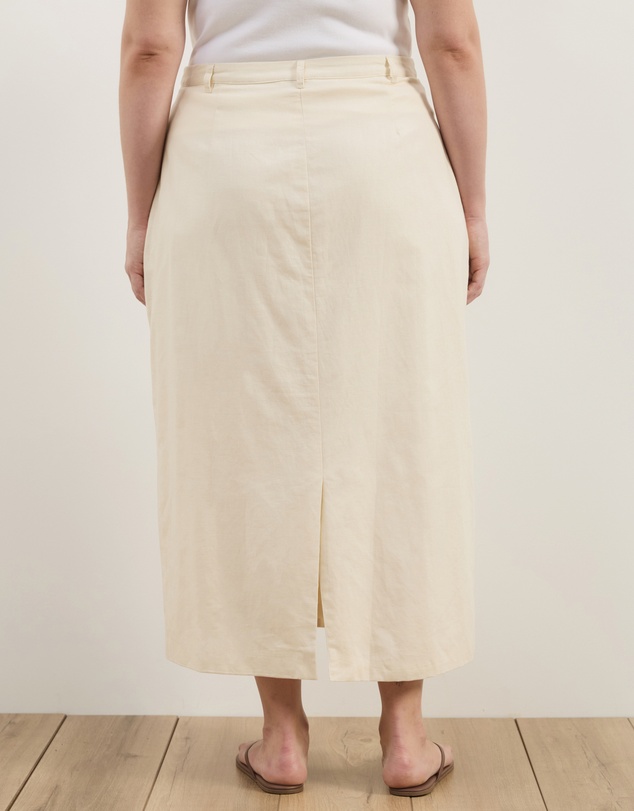 Atmos&Here Curvy - Heidi Linen Blend Midi Skirt