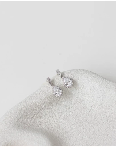 The White Collection - Melissa - Crystal Silver Bridal Earrings