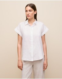 Trenery - Linen Cap Sleeve Shirt in White