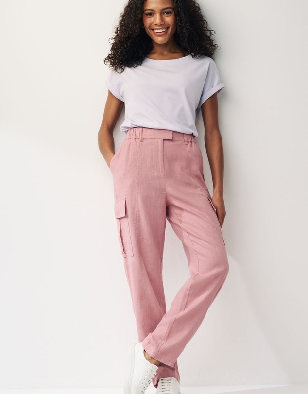 NEXT - Smart Linen Blend Cargo Taper Trousers