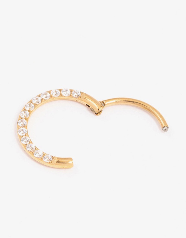 Lovisa - Gold Plated Titanium Cubic Zirconia Clicker Ring 8mm