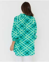 ALEXANDRA - Meeka Blouse Emerald Crosshatch