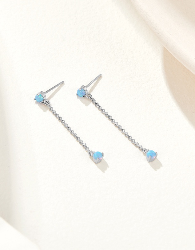 Mestige - Bello Blue Opal Earrings - Silver Plated