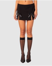 EDIKTED - Yvette Bow Slitted Mini Skirt