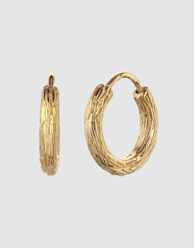 Kuzzoi - ICONIC EXCLUSIVE - Textured Hoop Earrings in Gold-Plated 925 Sterling Silver