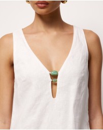 AERE - Fiora Linen Resin Trim Shift Dress