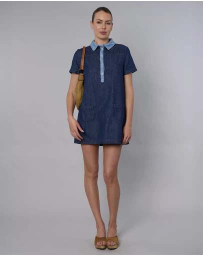 white christmas dresses Nostalgia Denim Mini Dress | Coastal Logo Wash