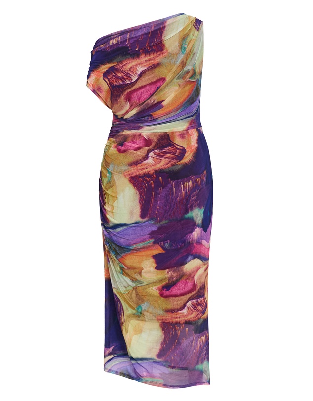 City Chic - Vivid Mesh Swirl Print Maxi Dress