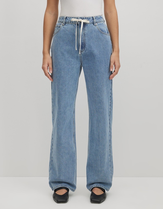AERE - Clara Mid Rise Drawcord Jeans
