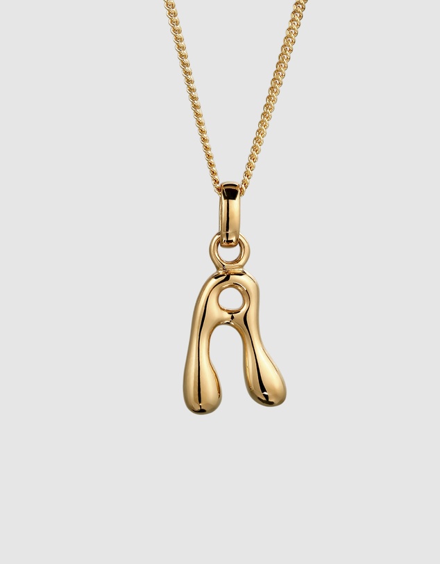 Elli Jewelry - Bubble Letter A Necklace in Gold-Plated 925 Silver